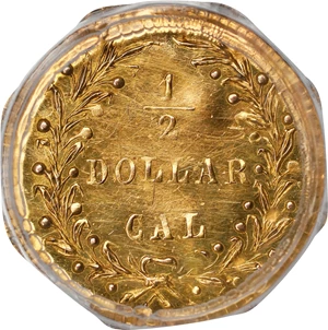 image for: 1874/3 Octagonal 50 Cents. BG-943. Rarity-4+. Indian Head. Unc Details--Bent (PCGS).