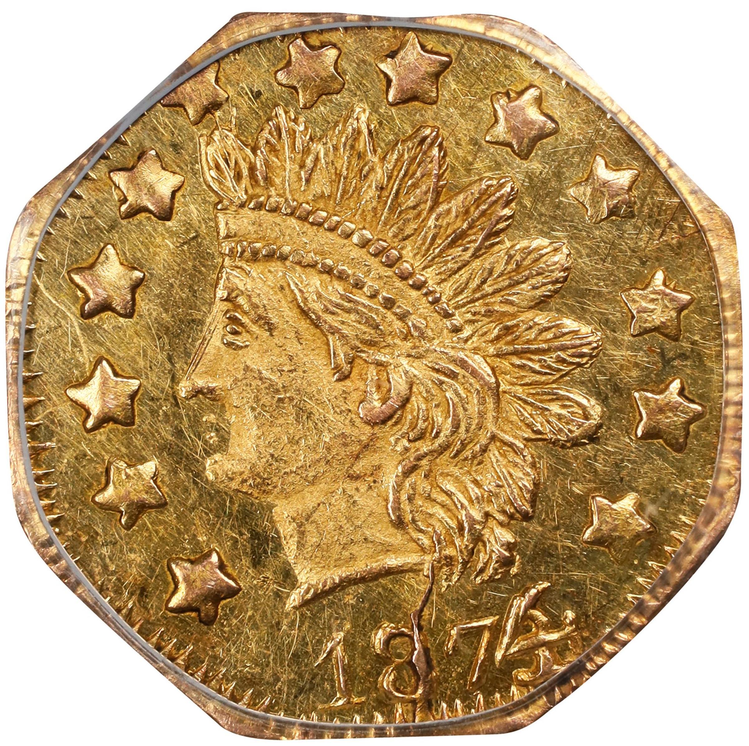 image for: 1874/3 Octagonal 50 Cents. BG-945. Rarity-4+. Indian Head. MS-62 (PCGS).