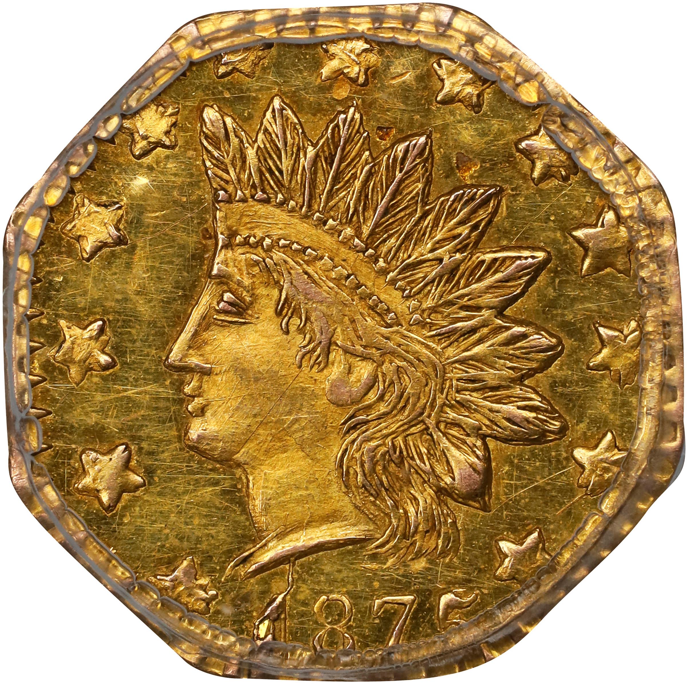 image for: 1875 Octagonal 50 Cents. BG-948. Rarity-5+. Indian Head. MS-62 (PCGS).