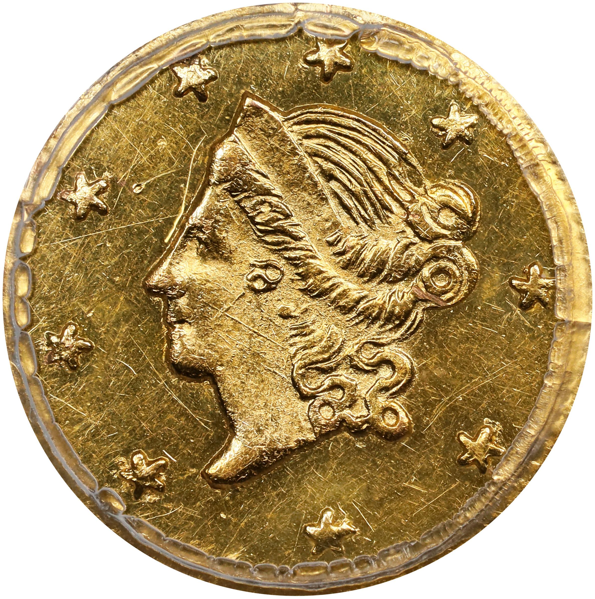 image for: 1865 Round 50 Cents. BG-1005. Rarity-5-. Liberty Head. MS-62 (PCGS).