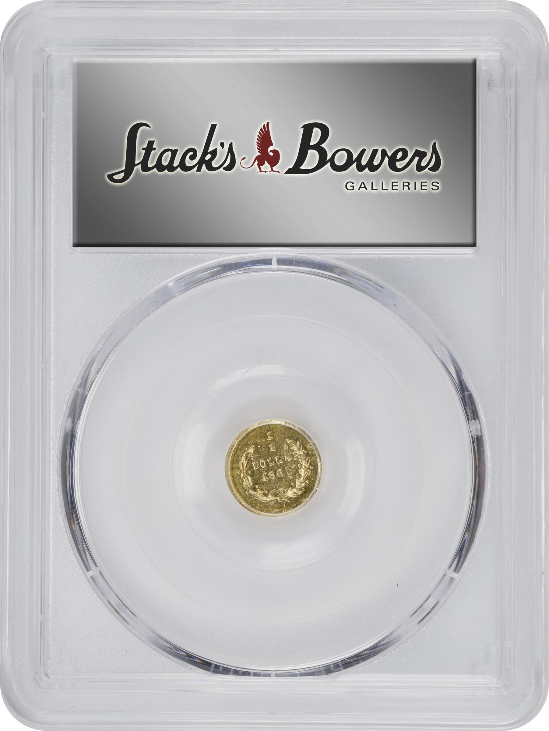 image for: 1865 Round 50 Cents. BG-1005. Rarity-5-. Liberty Head. MS-62 (PCGS).