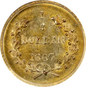 image for: 1867 Round 50 Cents. BG-1007. Rarity-4+. Liberty Head. MS-63 (PCGS).
