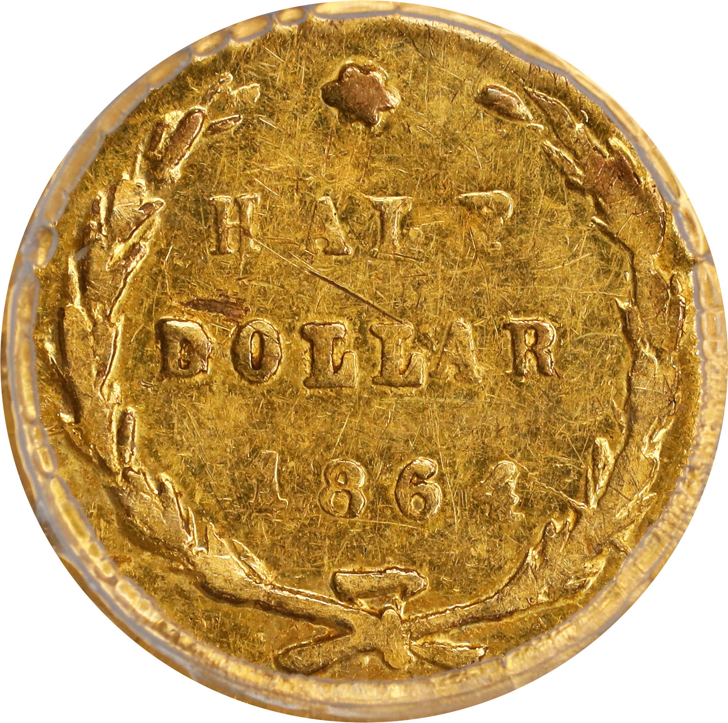 image for: 1864 Round 50 Cents. BG-1016. Rarity-4. Liberty Head. AU-55 (PCGS).