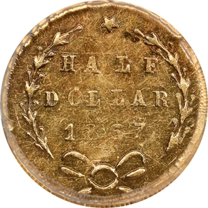 image for: 1867-G Round 50 Cents. BG-1018. Rarity-4+. Liberty Head. MS-61 (PCGS).