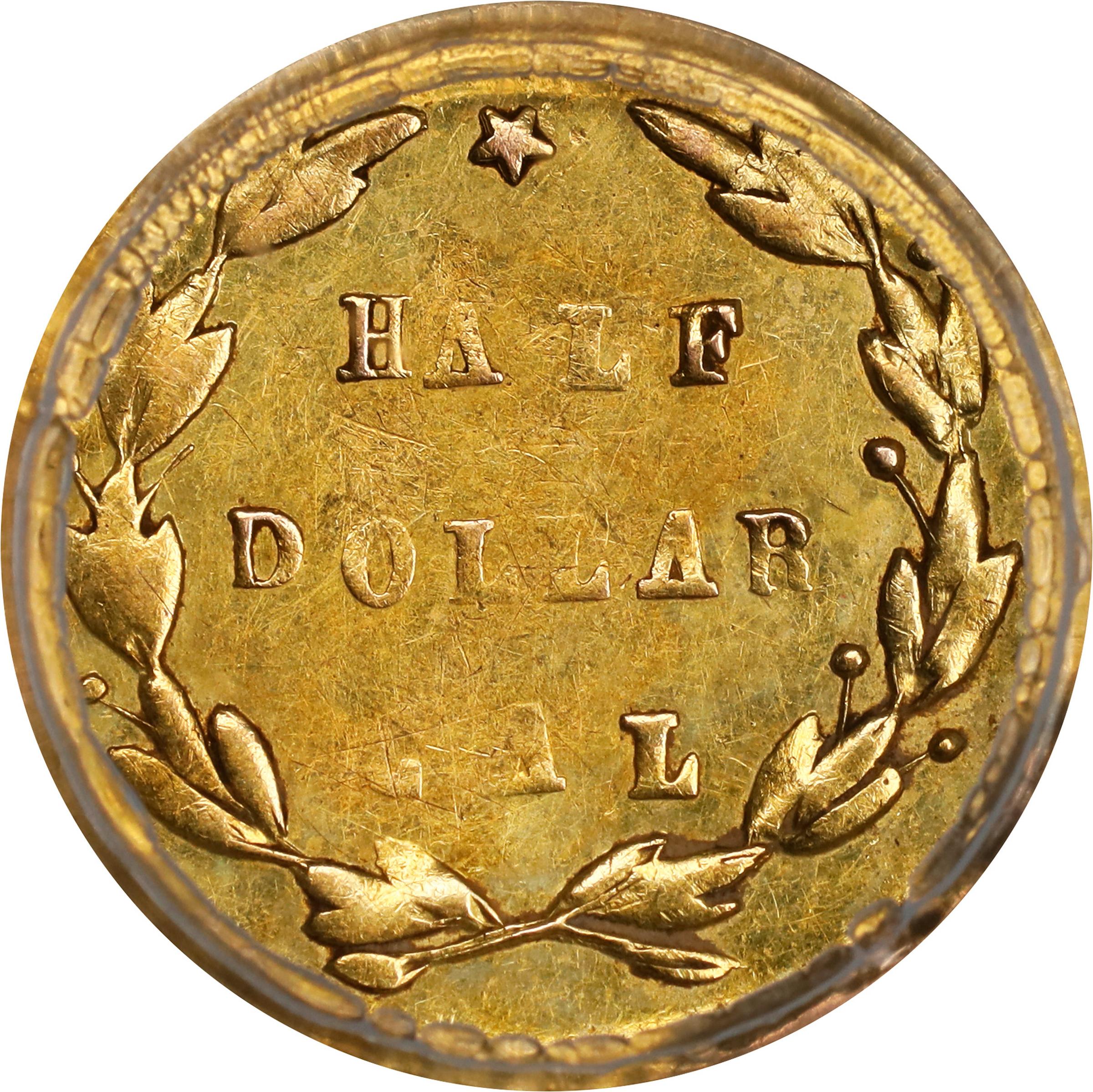 image for: 1871-L Round 50 Cents. BG-1029. Rarity-4+. Liberty Head. VF Details--Mount Removed (PCGS).