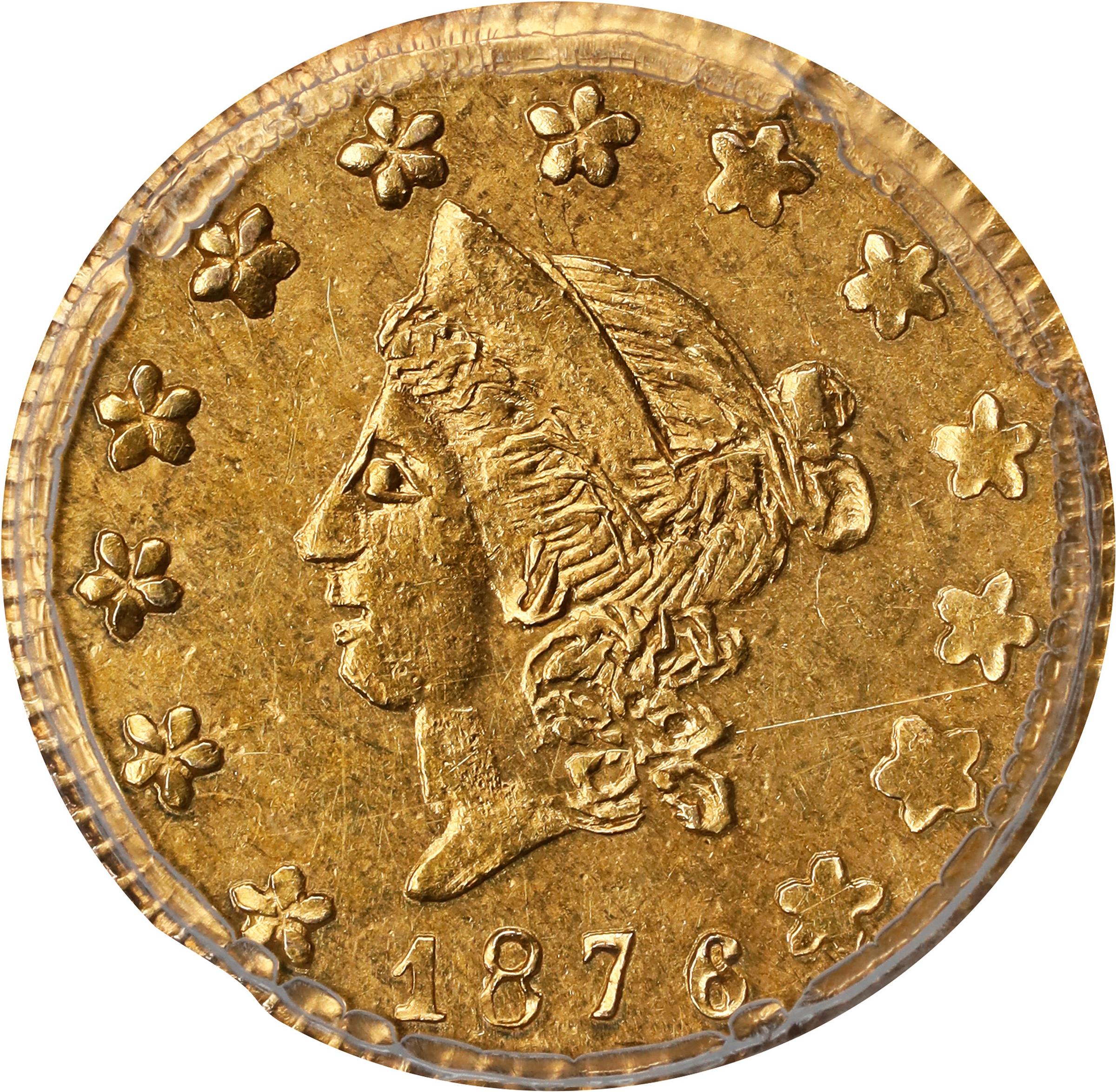 image for: 1876 Round 50 Cents. BG-1040. Rarity-5+. Liberty Head. Unc Details--Cleaned (PCGS).