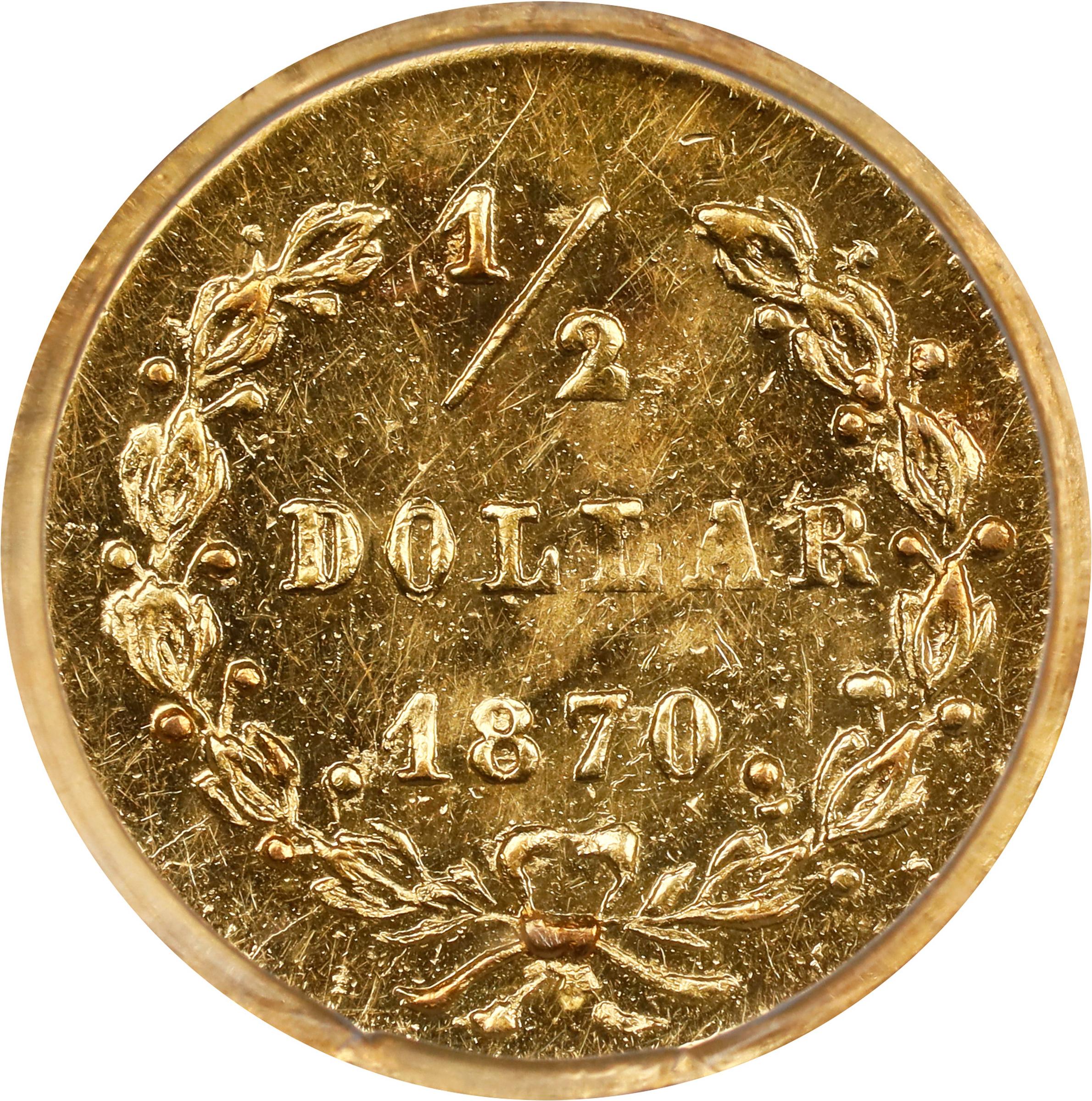 image for: 1870 Round 50 Cents. BG-1047. Rarity-4+. Liberty Head. MS-61 (PCGS).