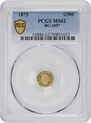 image for: 1875 Round 50 Cents. BG-1057. Rarity-5+. Indian Head. MS-62 (PCGS).