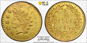 image for: 1875 Round 50 Cents. BG-1057. Rarity-5+. Indian Head. MS-62 (PCGS).