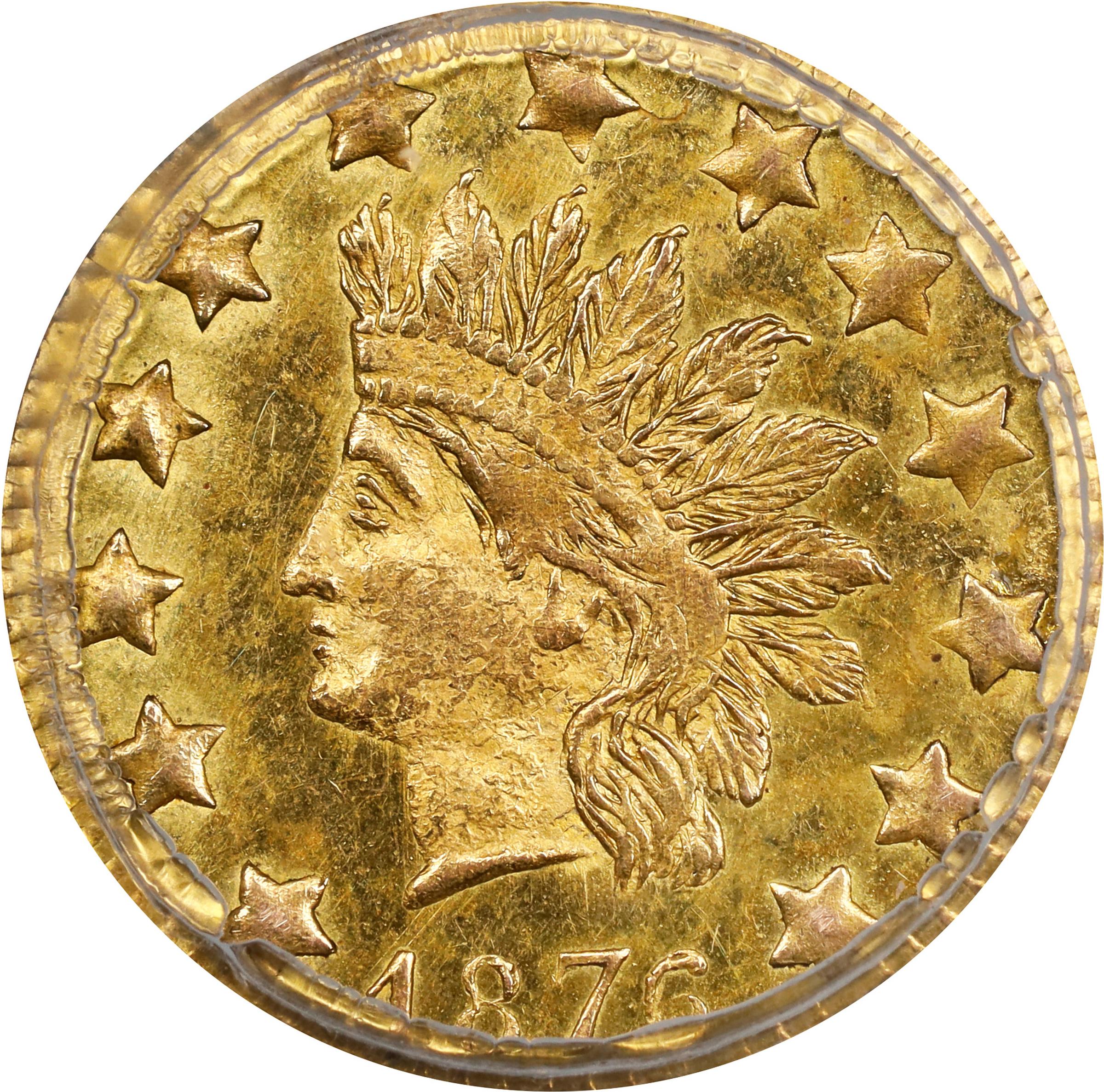 image for: 1876 Round 50 Cents. BG-1064. Rarity-6. Indian Head. MS-63 (PCGS).