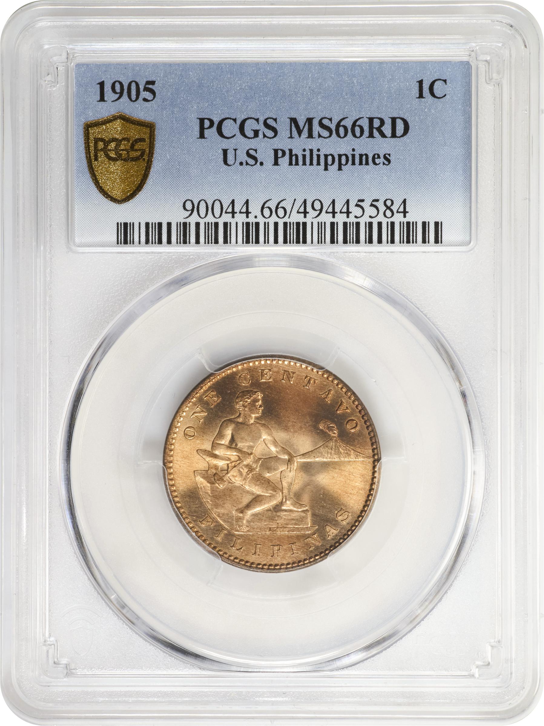 image for: 1905 Philippines One Centavo. MS-66 RD (PCGS).