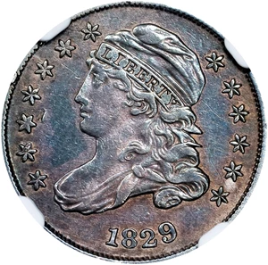image for: 1829 Capped Bust Dime. JR-11. Rarity-4. Medium 10 C. AU Details--Improperly Cleaned (NGC).