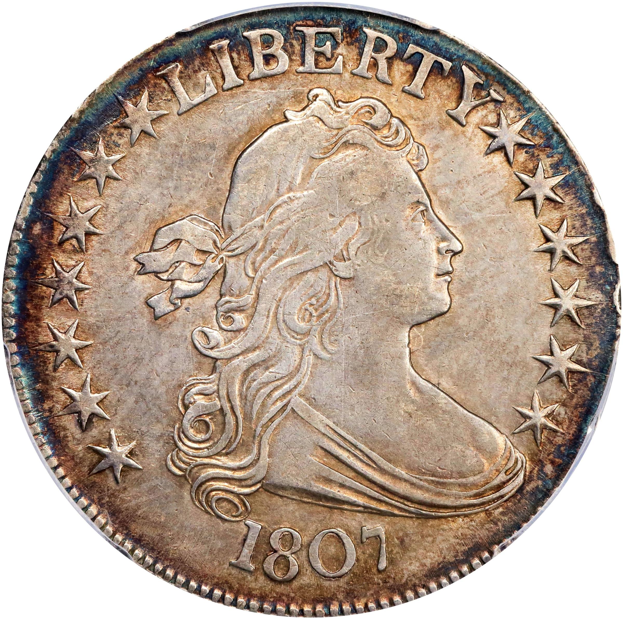 image for: 1807 Draped Bust Half Dollar. O-102, T-8. Rarity-2. AU Details--Cleaned (PCGS).