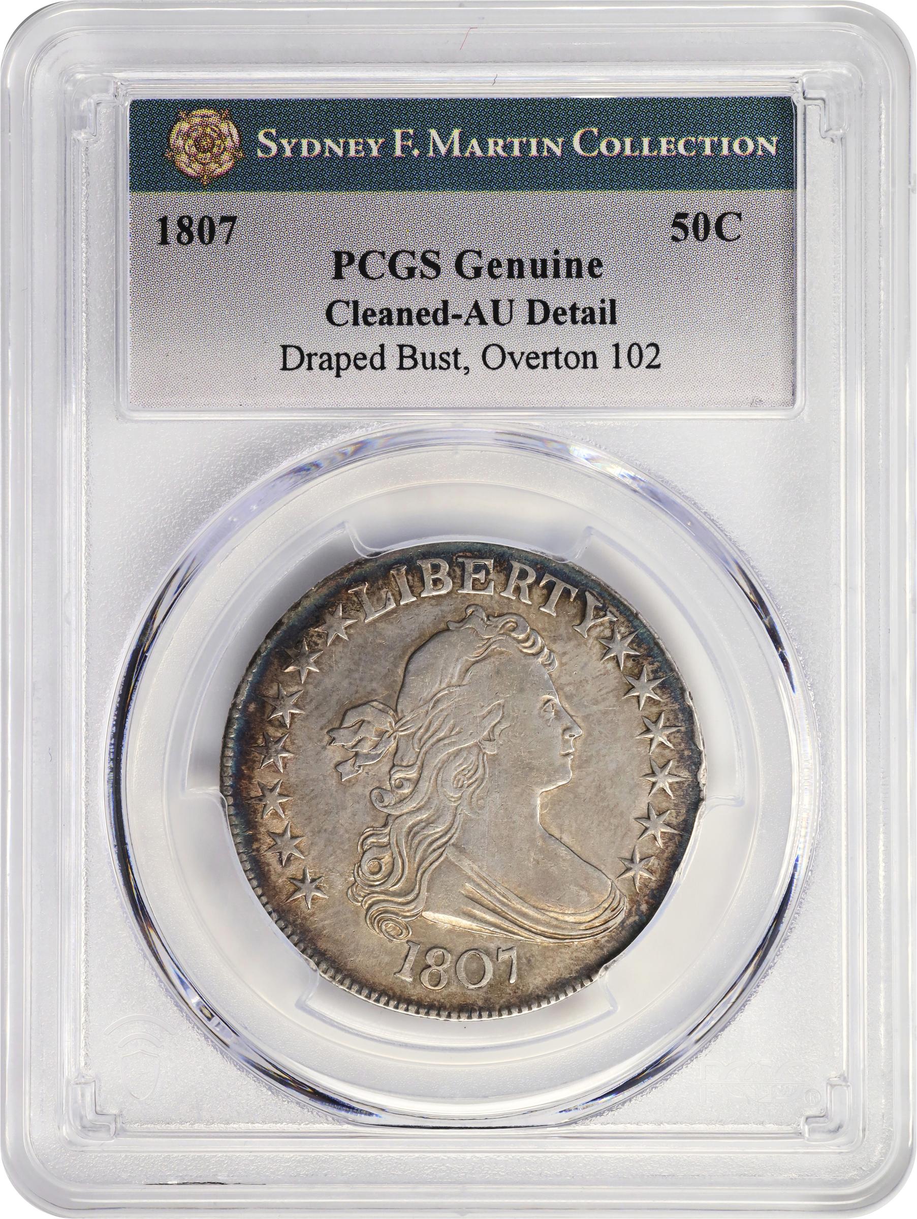 image for: 1807 Draped Bust Half Dollar. O-102, T-8. Rarity-2. AU Details--Cleaned (PCGS).