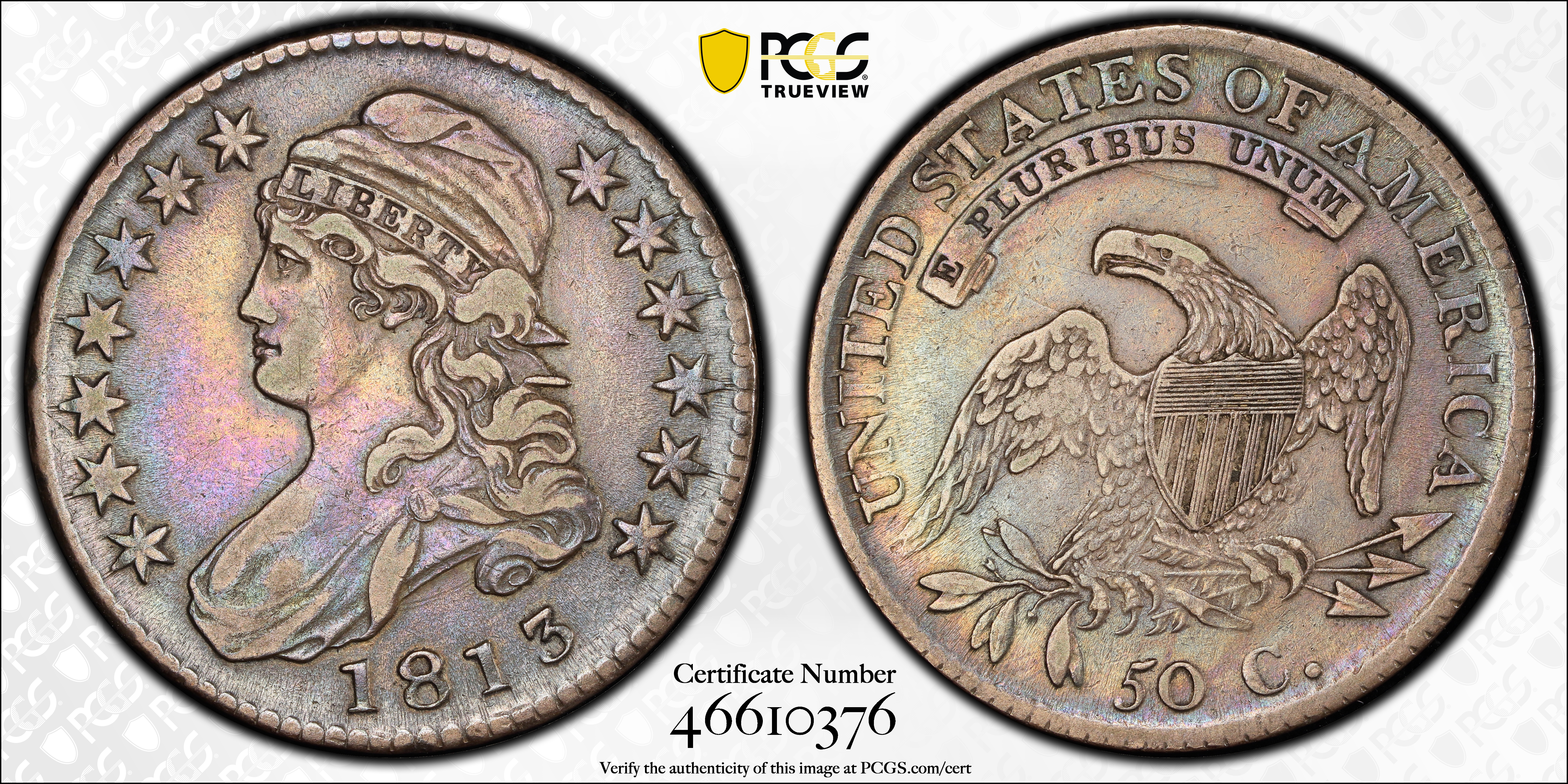 image for: 1813 Capped Bust Half Dollar. O-108. Rarity-1. EF-40 (PCGS).