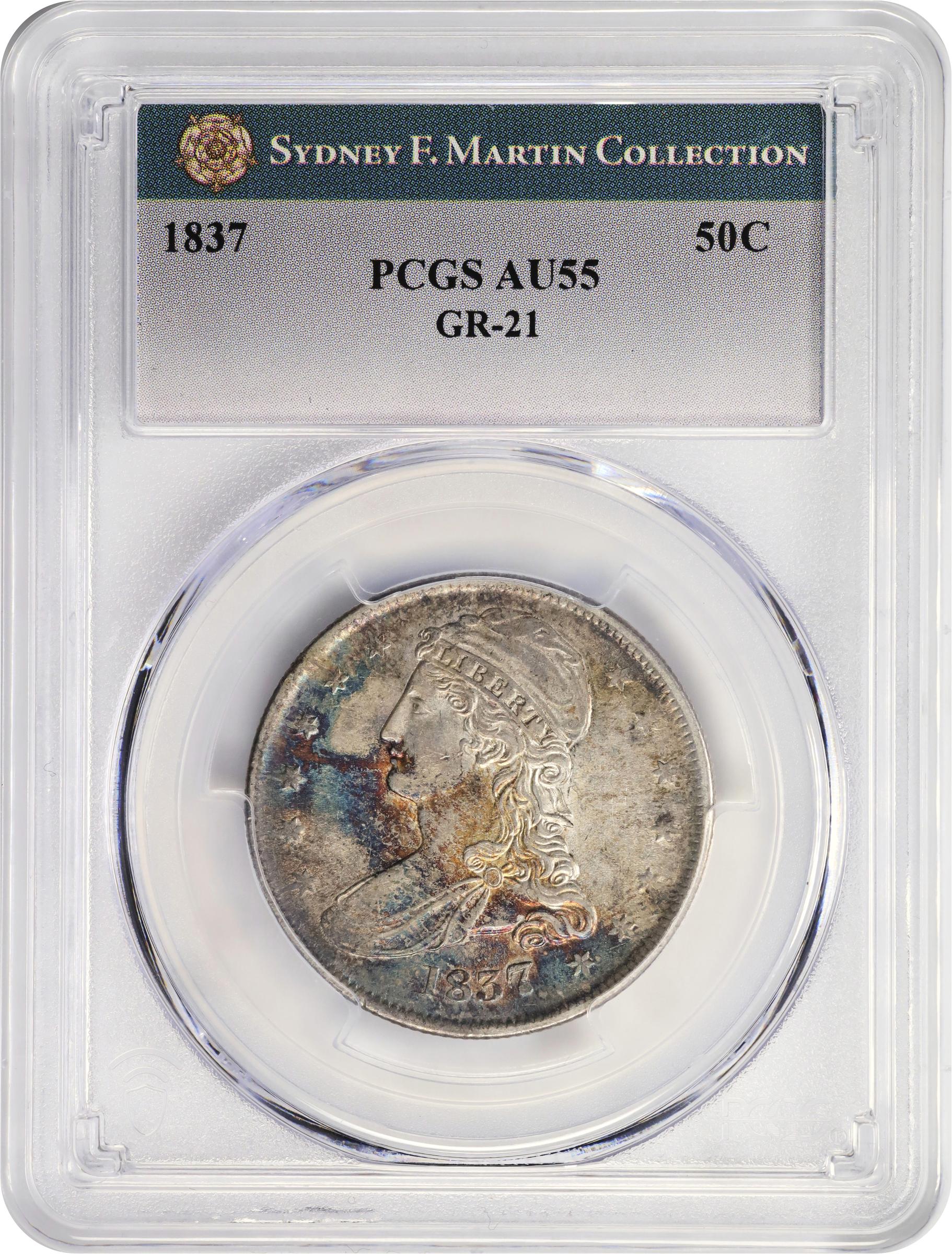 1837 50c Reeded Edge, GR-21 VG10 thumbnail 3