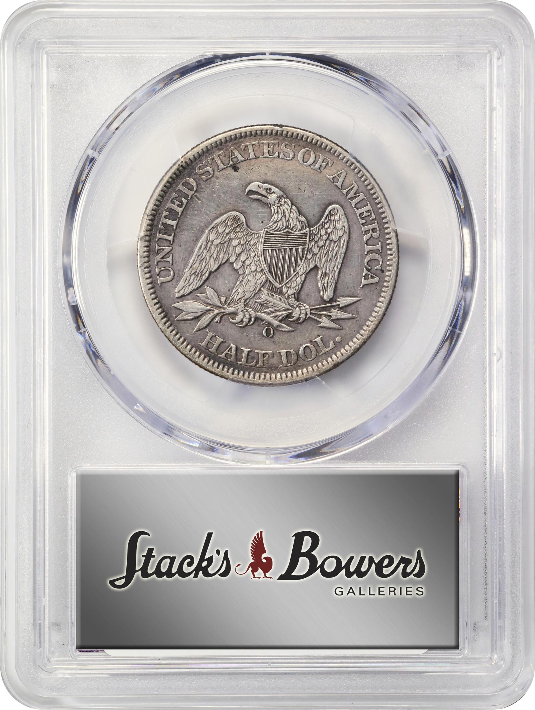 image for: 1861-O Liberty Seated Half Dollar. Confederate States Issue. W-14. Rarity-4. Die Crack Bisected Date, Speared Olive Bud. VF Details--Cleaned (PCGS).