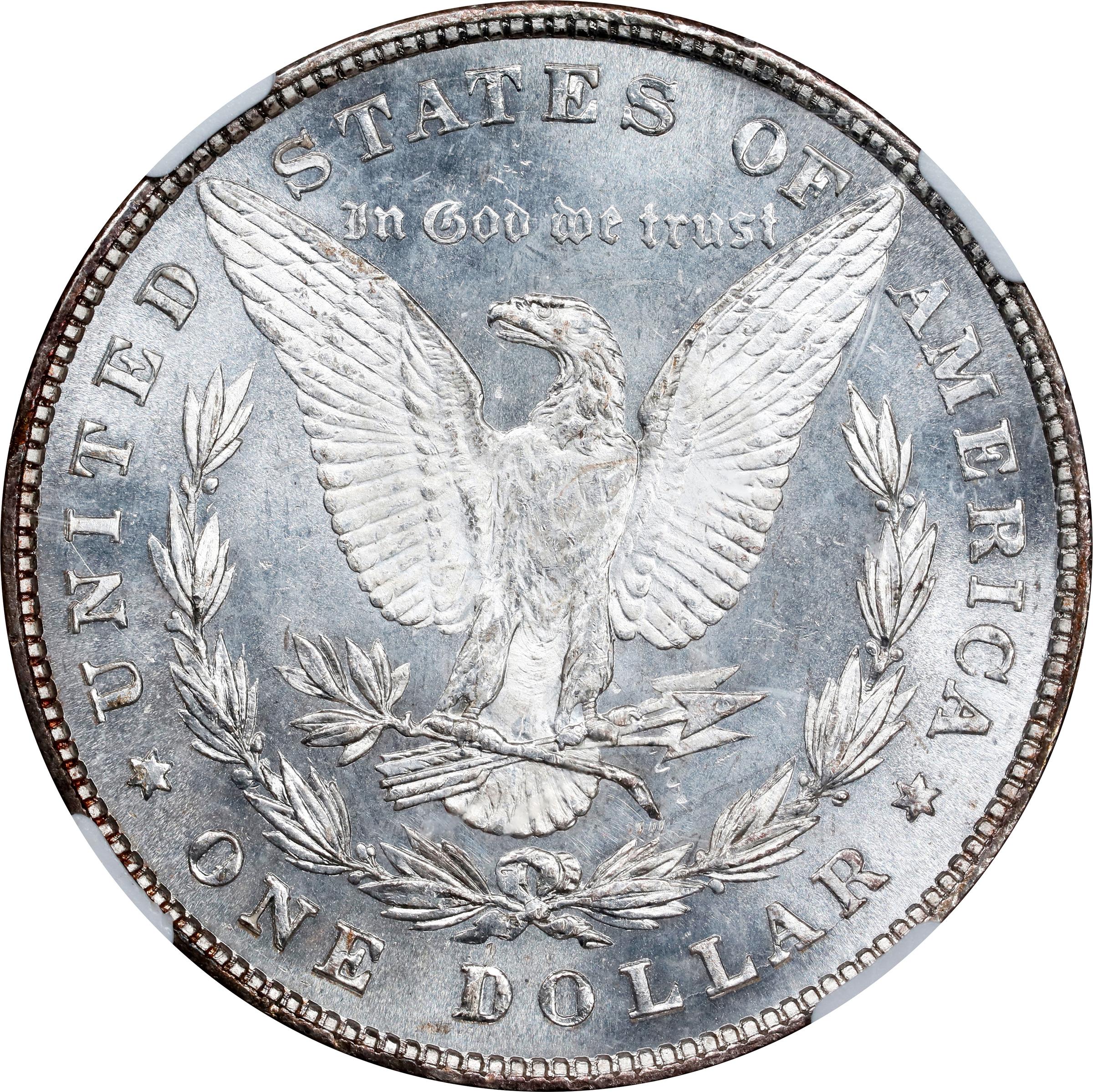 image for: 1878 Morgan Silver Dollar. 8 Tailfeathers. VAM-23. Top 100 Variety. Doubled Profile, Crazy Lips. MS-62 PL (NGC).