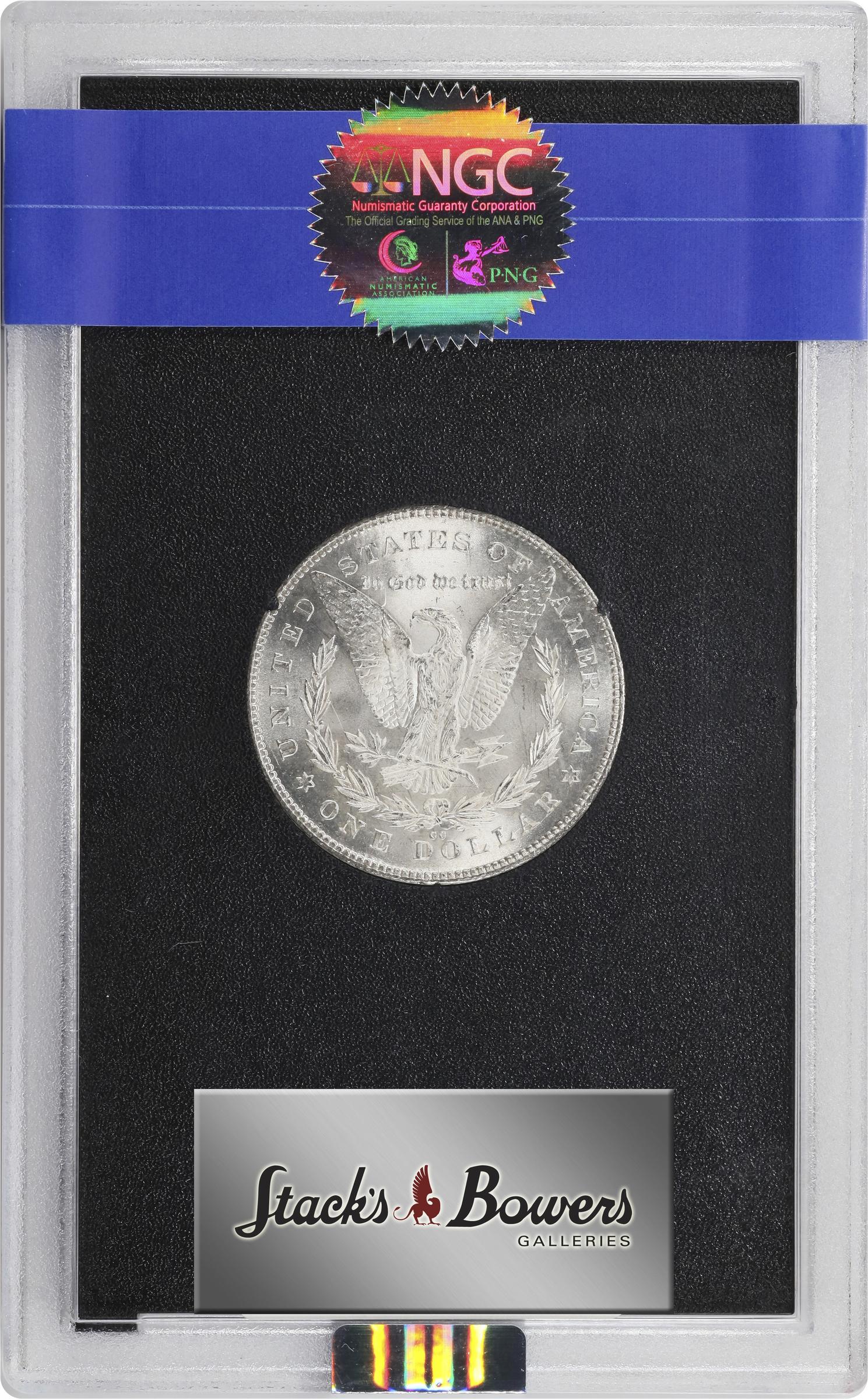 image for: 1880-CC GSA Morgan Silver Dollar. VAM-7A. Hit List 40. Reverse of 1878. Struck Through Obverse. MS-62 (NGC).