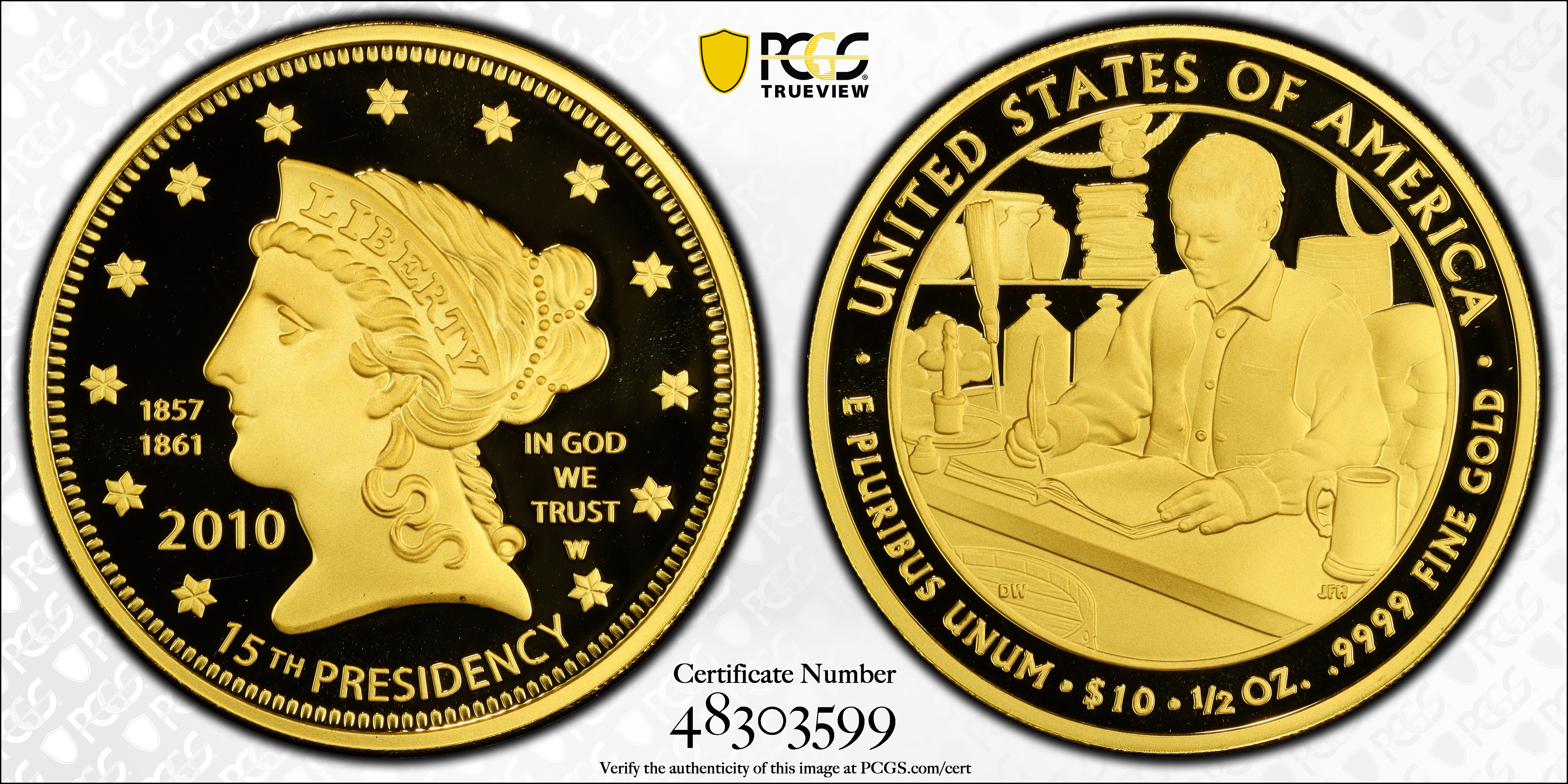 image for: 2010-W First Spouse Gold Bullion Coin. Buchanan's Liberty. Proof-70 Deep Cameo (PCGS).