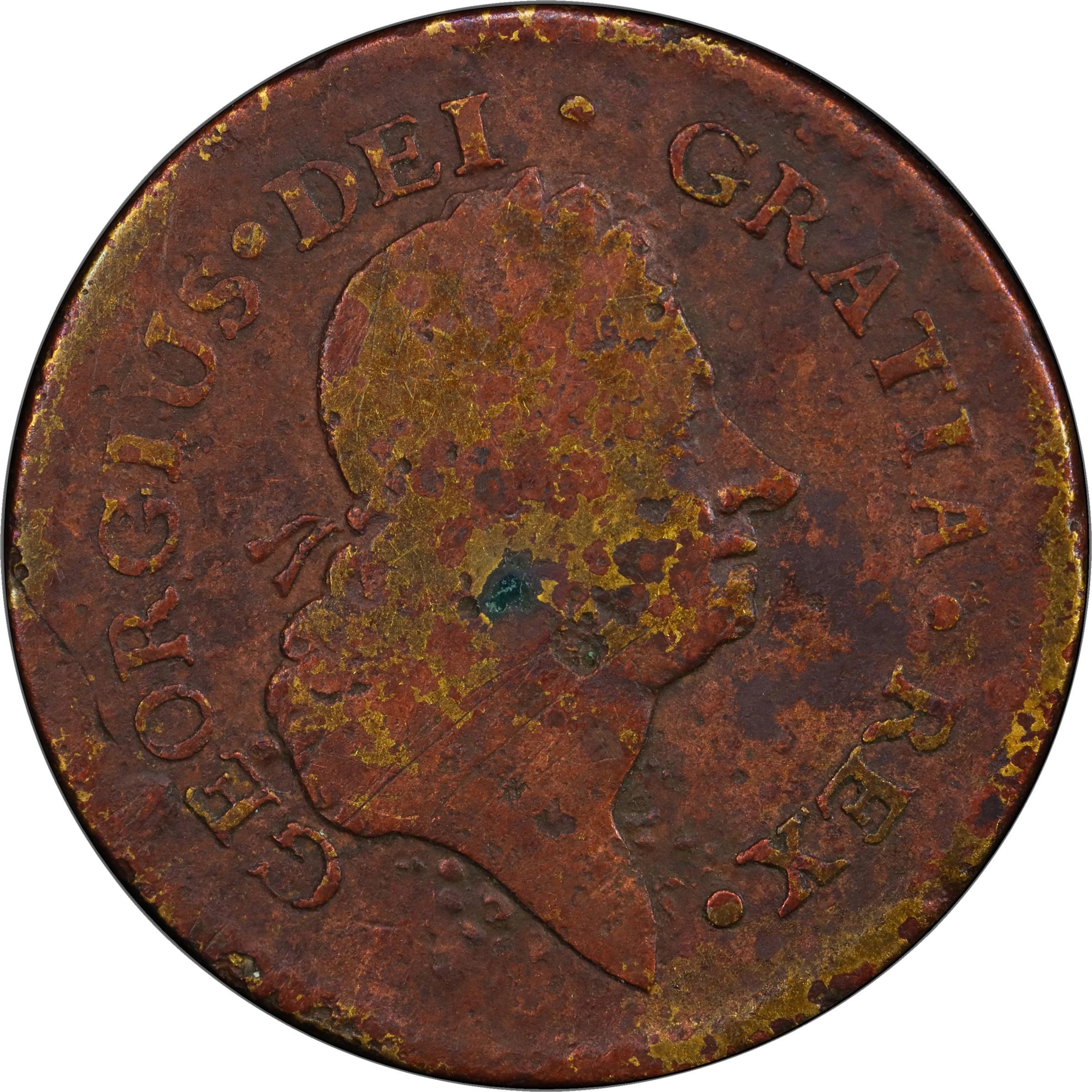 image for: 1723/2 Rosa Americana Halfpenny. Martin 3.5-D.1, W-1226. Rarity-6. Uncrowned Rose. VG Details--Environmental Damage (PCGS).