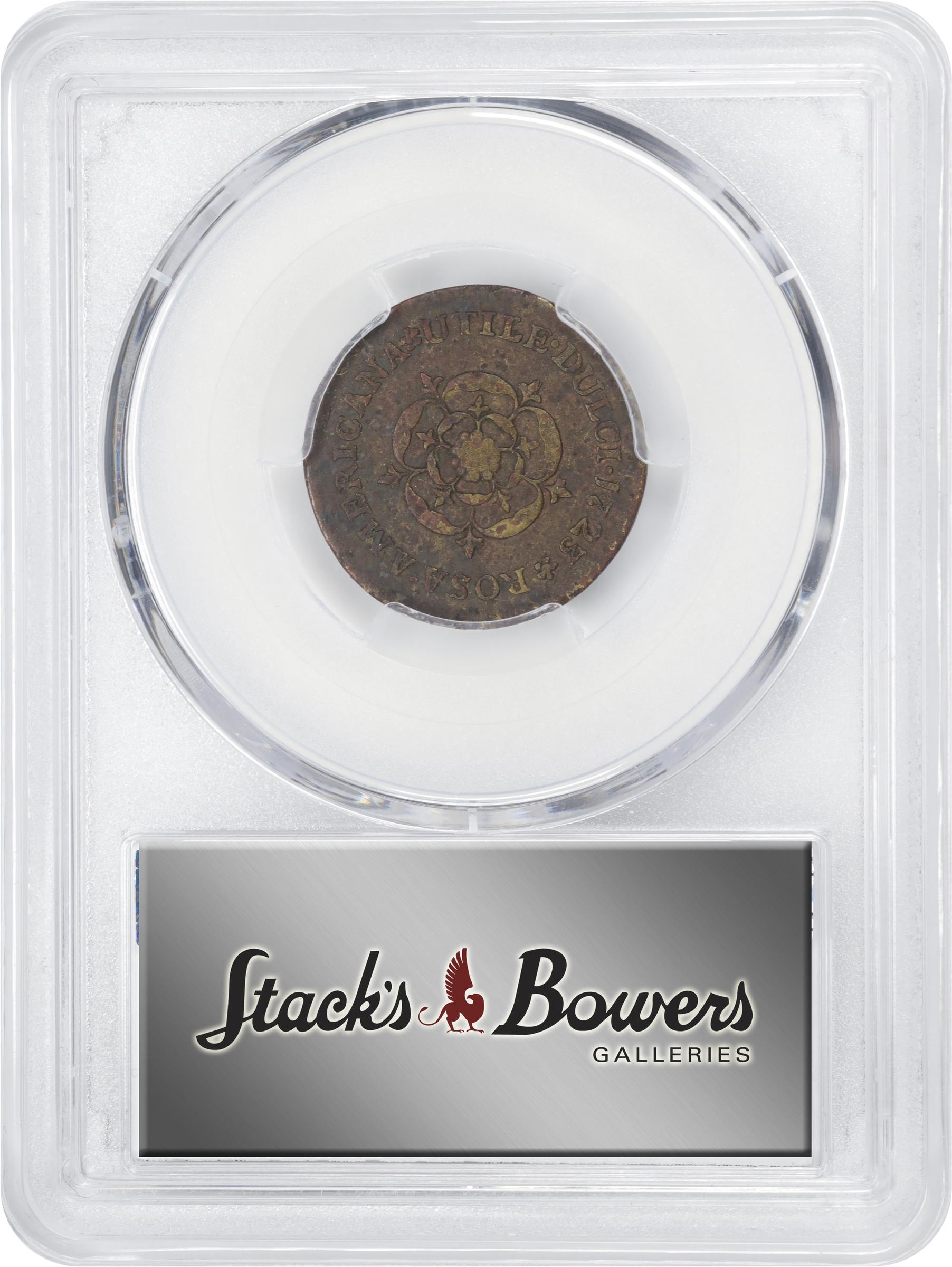 image for: 1723/2 Rosa Americana Halfpenny. Martin 3.5-D.1, W-1226. Rarity-6. Uncrowned Rose. VG Details--Environmental Damage (PCGS).