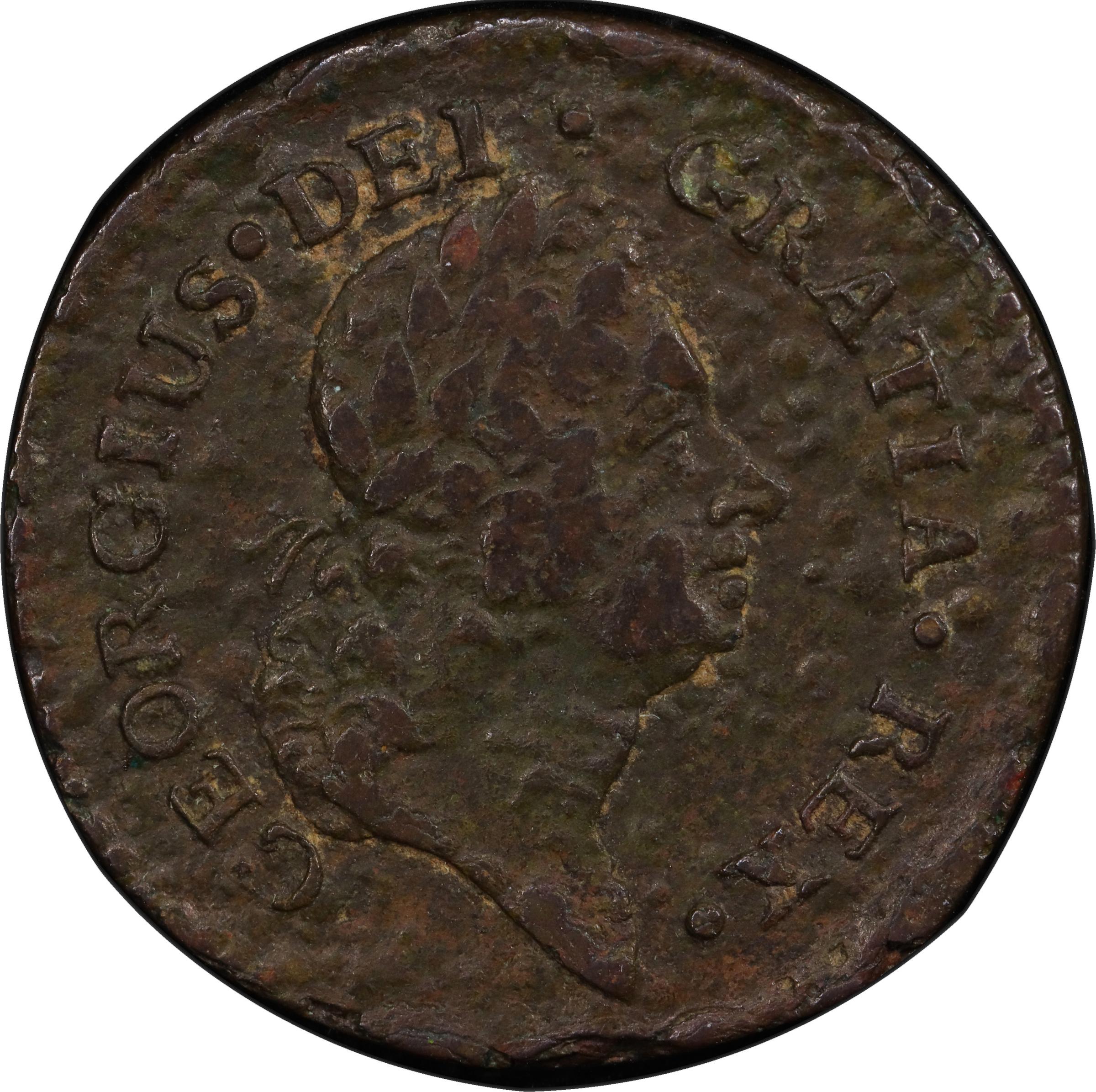 image for: 1723 Rosa Americana Halfpenny. Martin 3.5-E.1, W-1232. Rarity-6. Uncrowned Rose. VF Details--Environmental Damage (PCGS).