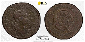 image for: 1722 Rosa Americana Penny. Martin 2.1-A.1, W-1256. Rarity-5. VTILE DVLCI. VF Details--Excessive Corrosion (PCGS).