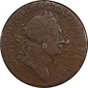 image for: 1723 Rosa Americana Twopence. Martin 3.10-E.10, W-1334. Rarity-4. Fine Details--Damage (PCGS).