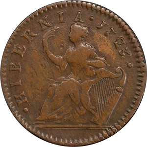 image for: 1723/2 Wood's Hibernia Halfpenny. Martin 3.4-Db.1, W-12850. Rarity-3. VF-20 (PCGS).