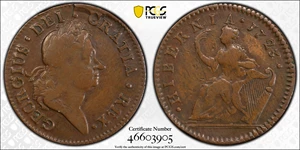 image for: 1723/2 Wood's Hibernia Halfpenny. Martin 3.4-Db.1, W-12850. Rarity-3. VF-20 (PCGS).