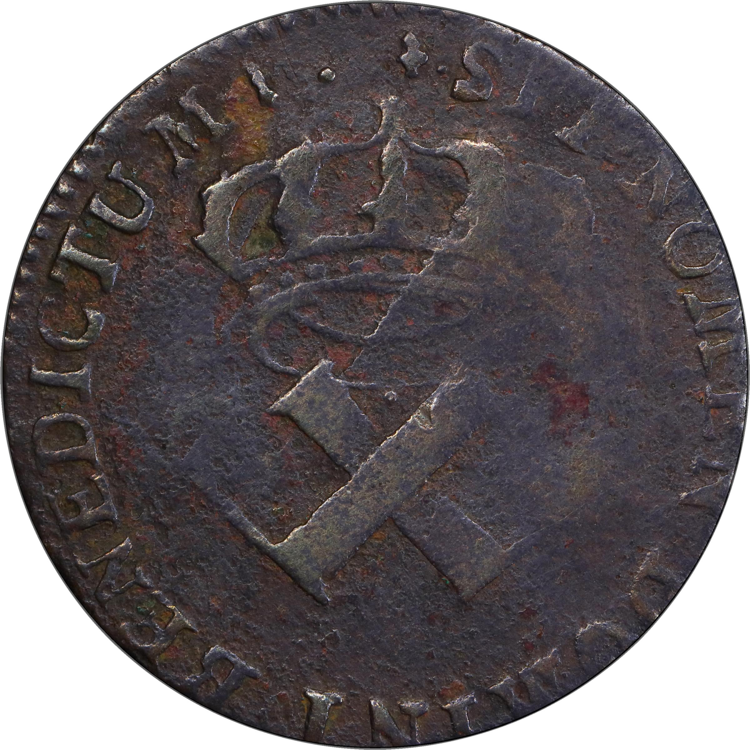 image for: 1721-H Sou, or 9 Deniers. La Rochelle Mint. Martin 3.8-B.2, W-11830. Rarity-6. Fine Details--Environmental Damage (PCGS).