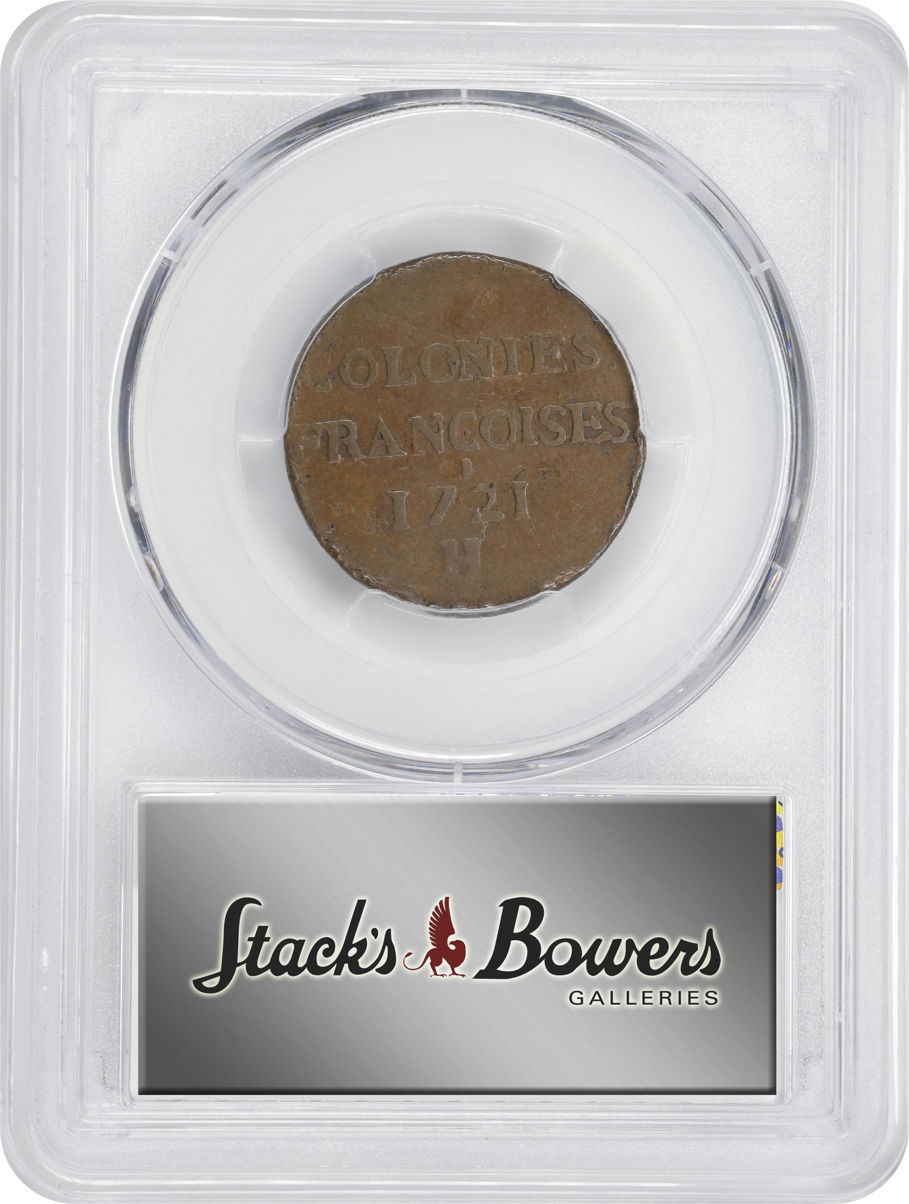 image for: 1721-H Sou, or 9 Deniers. La Rochelle Mint. Martin 3.11-B.18, W-11830. Rarity-5. Fine Details--Rim Damage (PCGS).