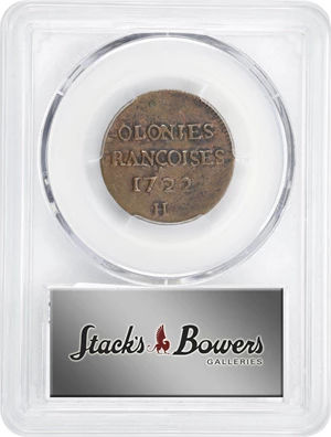 image for: 1722-H Sou, or 9 Deniers. La Rochelle Mint. Martin 2.21-D.7, W-11840. Rarity-5. VF Details--Environmental Damage (PCGS).