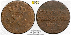 image for: 1722-H Sou, or 9 Deniers. La Rochelle Mint. Martin 2.22-D.8b, W-11840. Rarity-4. Fine Details--Environmental Damage (PCGS).