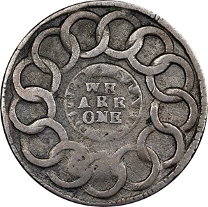 image for: 1787 Fugio Cent. Club Rays. Newman 3-D, W-6680. Rarity-2. Rounded Ends. Obverse Counterstamped JG. Fine-15 (PCGS).