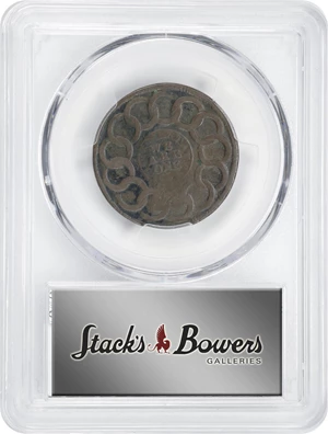 image for: 1787 Fugio Cent. Club Rays. Newman 3-D, W-6680. Rarity-2. Rounded Ends. Obverse Counterstamped JG. Fine-15 (PCGS).