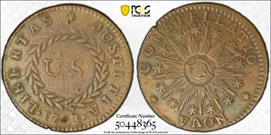 image for: 1783 Nova Constellatio Copper. Crosby 1-A, W-1860. Rarity-4. CONSTELLATIO, Pointed Rays, Large U.S. VF Details--Damage (PCGS).