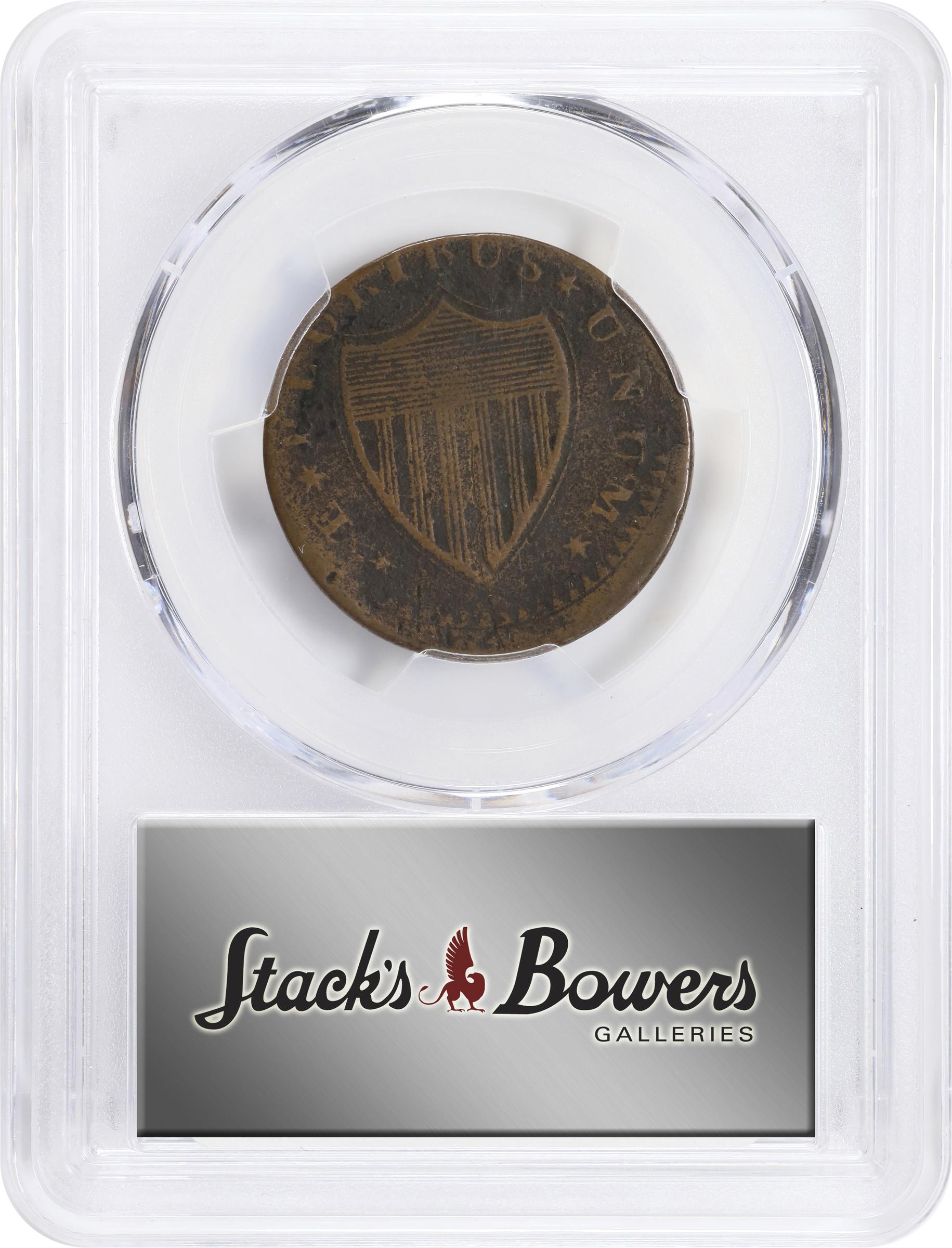 image for: 1787 New Jersey Copper. Maris 54-k, W-5295. Rarity-3. No Sprig Above Plow, Serpent Head. VF Details--Environmental Damage (PCGS).