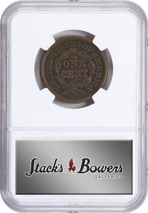 image for: 1857 Braided Hair Cent. N-1. Rarity-1. Large Date. EF-40 BN (NGC).