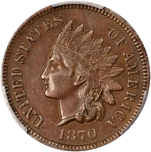 image for: 1870 Indian Cent. FS-303. Die Gouge, Pick Axe. AU-53 (PCGS).