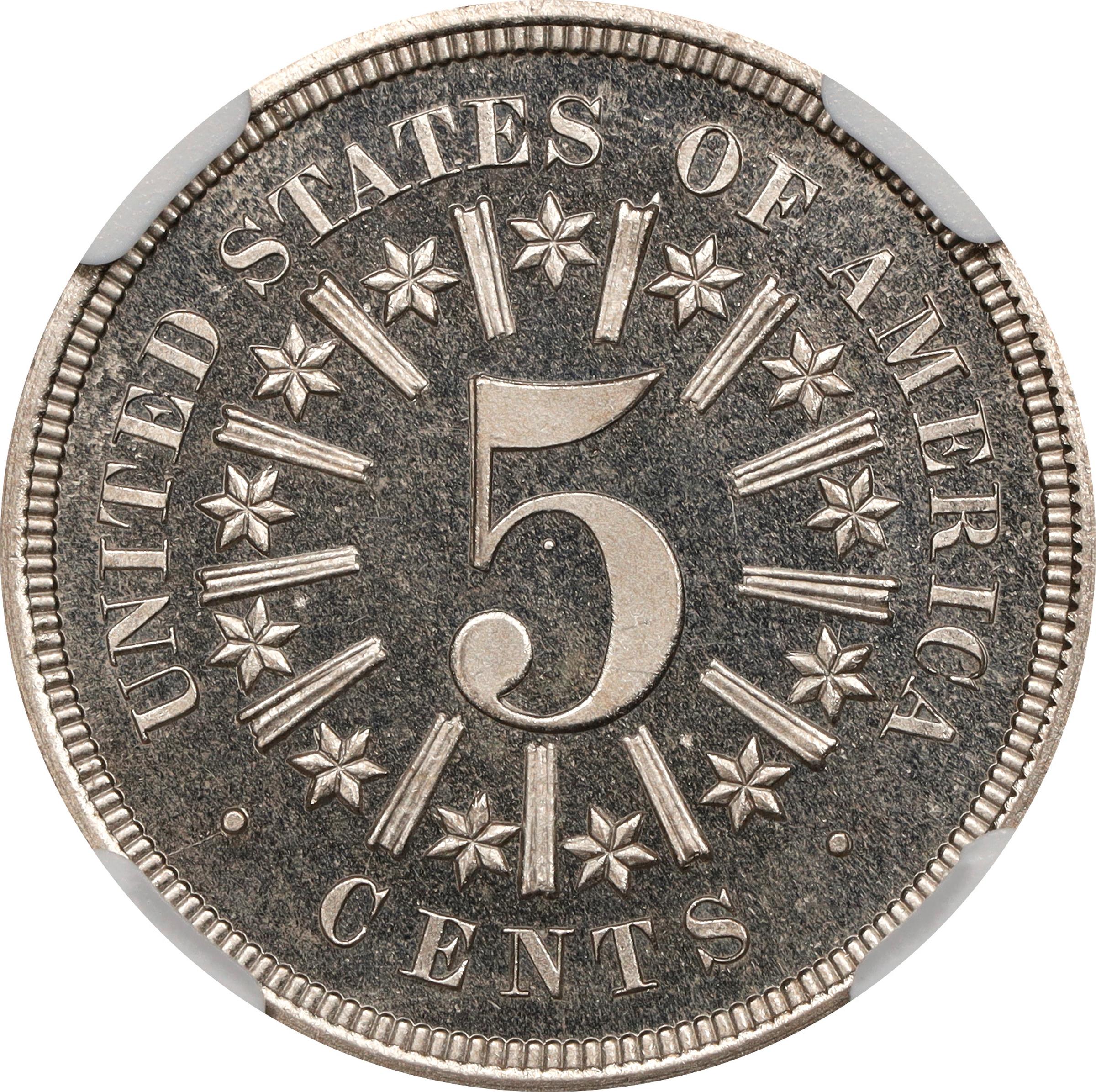 image for: 1866 Shield Nickel. Rays. JD-1. Rarity-3-. Proof-66+ Ultra Cameo (NGC). CMQ.