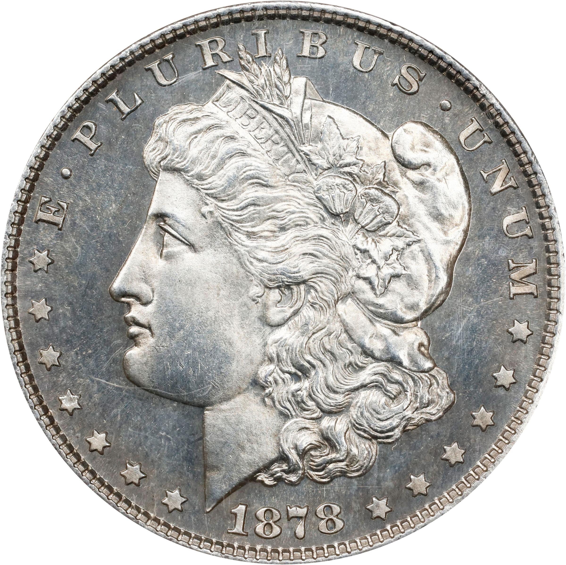 image for: 1878 Morgan Silver Dollar. 8 Tailfeathers. VAM-14.8. Spiked Eye. Proof-65 (NGC).