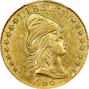 image for: 1796 Capped Bust Right Quarter Eagle. Stars on Obverse. BD-3. Rarity-5+. AU Details--Tooled (PCGS).