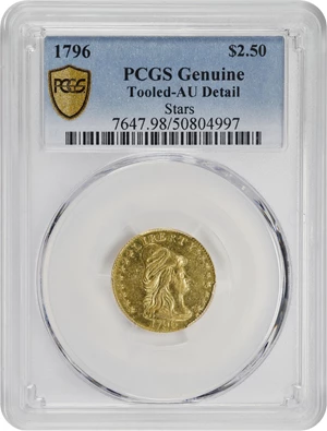 image for: 1796 Capped Bust Right Quarter Eagle. Stars on Obverse. BD-3. Rarity-5+. AU Details--Tooled (PCGS).