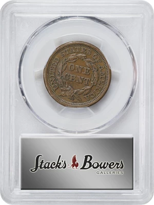 image for: 1857 Braided Hair Cent. N-2. Rarity-1. Small Date. EF Details--Rim Damage (PCGS).