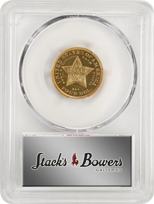 image for: 1879 Four-Dollar Gold Stella. Flowing Hair. Judd-1635, Pollock-1833, JD-1. Rarity-3. Gold. Reeded Edge. Proof-63 Cameo (PCGS). CAC. CMQ.