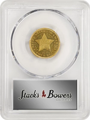 image for: 1879 Four-Dollar Gold Stella. Flowing Hair. Judd-1635, Pollock-1833, JD-1. Rarity-3. Gold. Reeded Edge. Proof-63 Cameo (PCGS). CAC. CMQ.