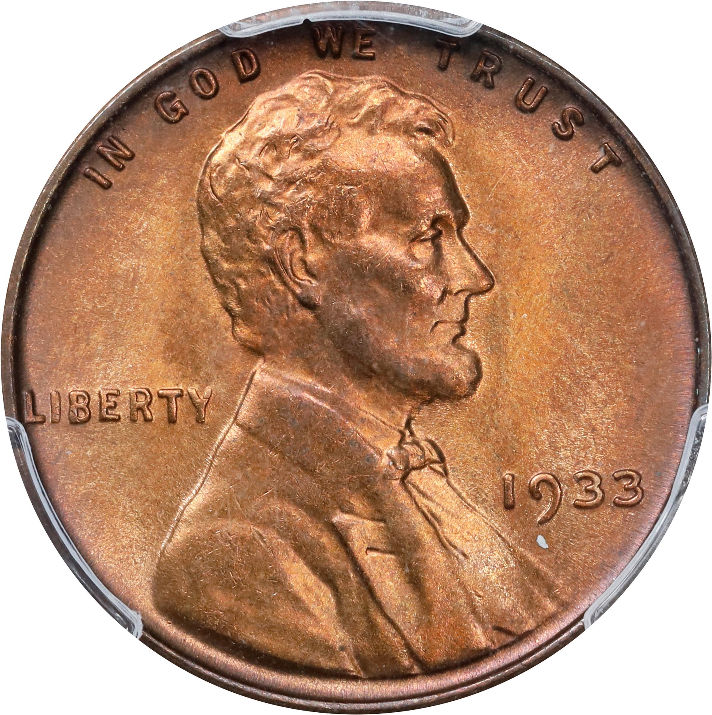 image for: 1933 Lincoln Cent. MS-65 RB (PCGS).
