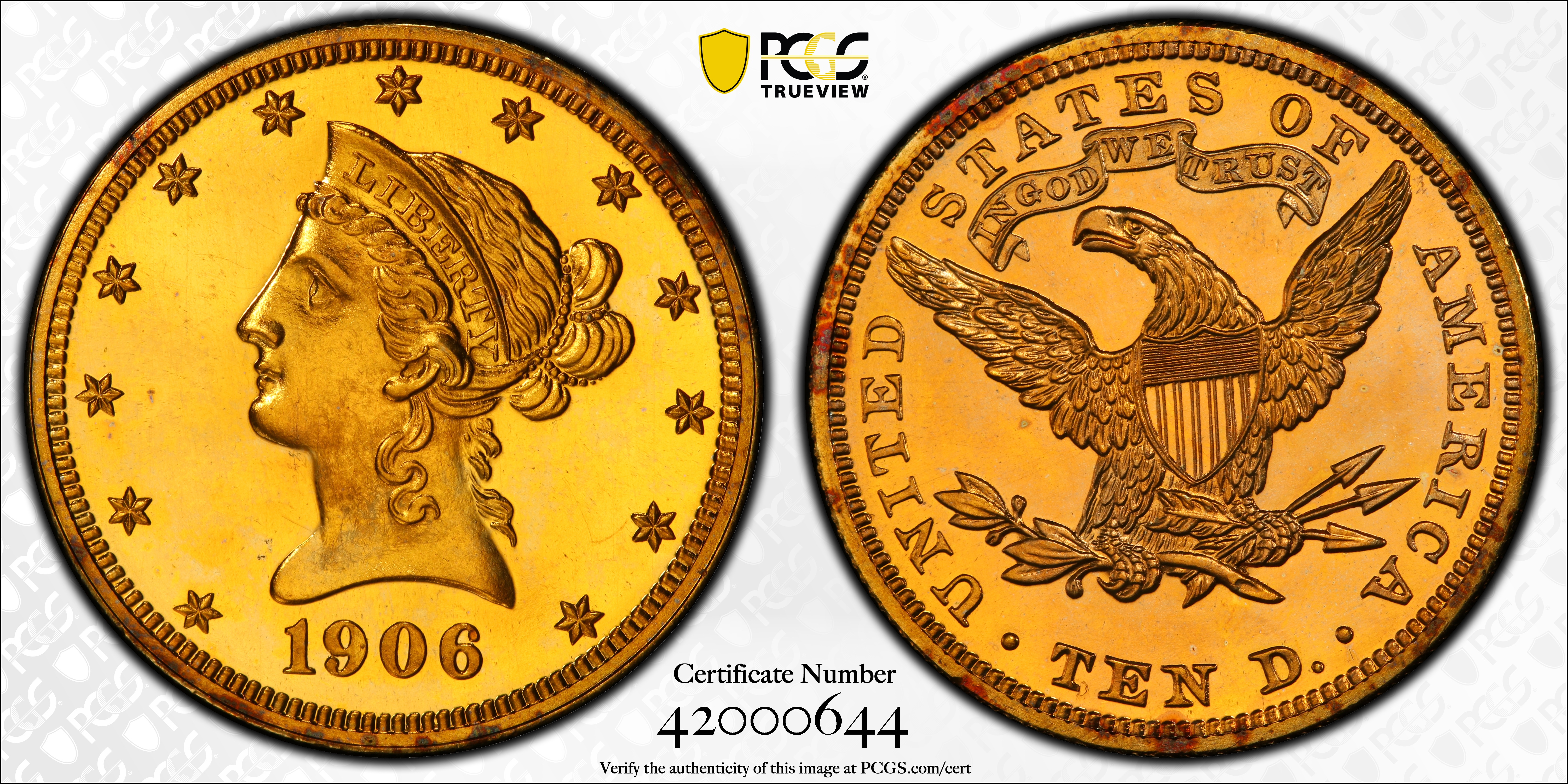 image for: 1906 Liberty Head Eagle. JD-1. Rarity-5. Proof-66 Cameo (PCGS). CAC. CMQ.